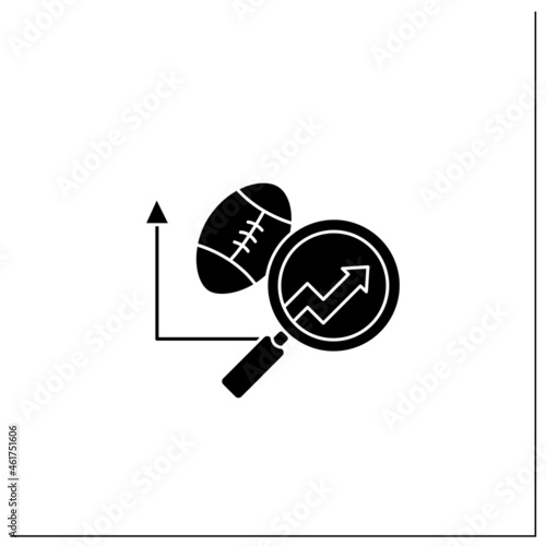 Sports predictive analytics glyph icon. Sports betting. Team rankings. Business predicting concept.Filled flat sign. Isolated silhouette vector illustration