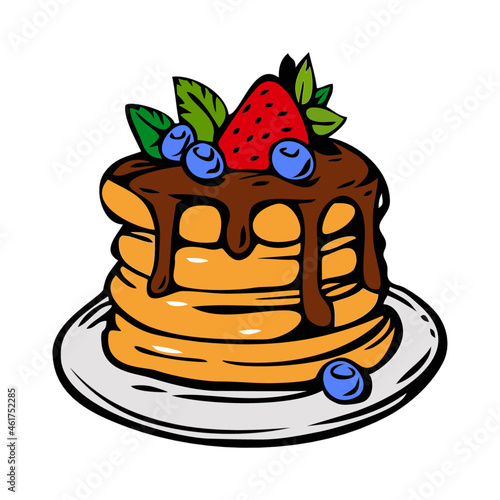 Vector pancake isolated on white background.