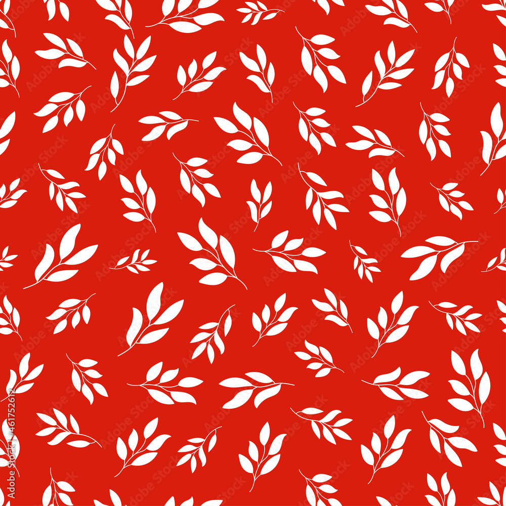 Red seamless patterns with white flower leaves.