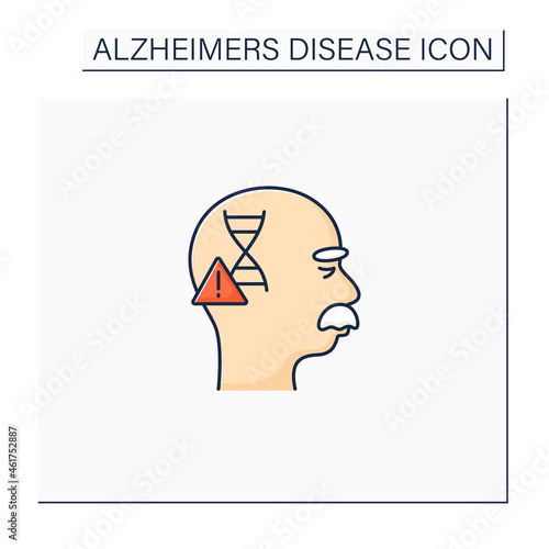 Genetic cause color icon. APOE e4 gene. Genetic predisposition to disease.Alzheimer disease. Neurologic disorder concept.Isolated vector illustration