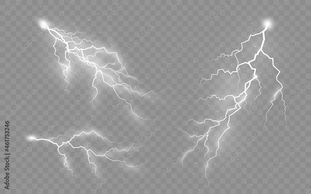 Set of zippers, thunderstorm and effect lightning. Set of zippers, thunderstorm and effect lightning.
