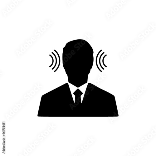 Ear listen sound signal icon isolated on white background