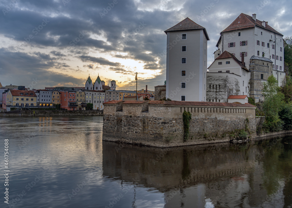 Dreiflusseck, Passau, Lower Bavaria, Germany, Also known as the Dreiflüssestadt ( Dreiflusseck, Passau, Lower Bavaria, Germany, Also known as the Dreiflüssestadt (