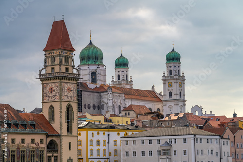 St. Stephen's Cathedral (Dom St. Stephan) Passau, Lower Bavaria, Germany, Also known as the Dreiflüssestadt ("City of Three Rivers") where the Danube is joined by the Inn and the Ilz