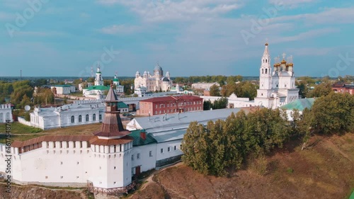 The ancient pre-revolutionary Kremlin of Russia, outside the walls of the stone fortress there are temples and residential buildings of the old town. Christian churches of the Urals and Siberia.