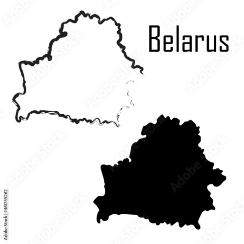 Belarus map, black and white vector illustration.