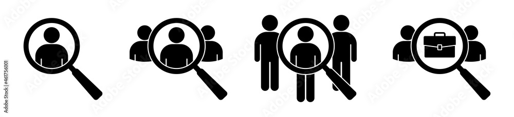 Search job vacancy icon set. Hiring icon. Find people job. vector illustration