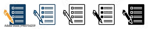 Document with pen icon set. form icon set. form icon in different style. outline, line and filled. vector illustration