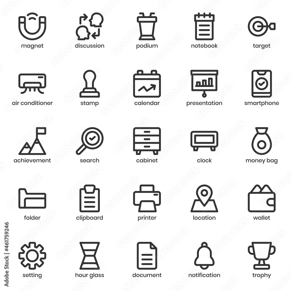 Business icon pack for your website design, logo, app, UI. Business icon outline design. Vector graphics illustration and editable stroke.