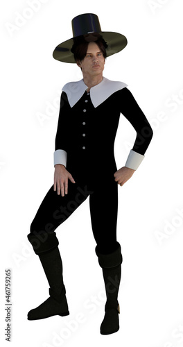 3D Man in pilgrim costume photo