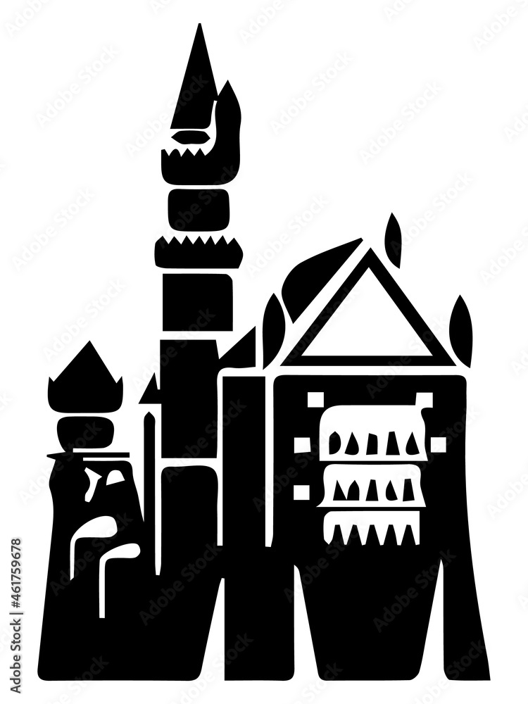 Black sketch of Romanesque building Black sketch of Romanesque building