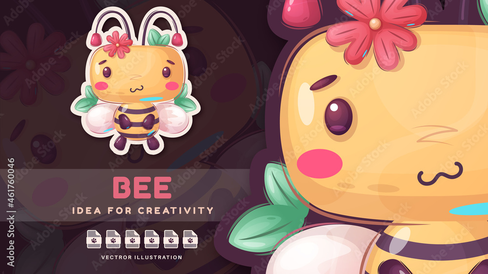 Obraz premium Cartoon character animal cute bee