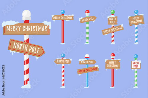 Winter holiday xmas signs for the north pole.