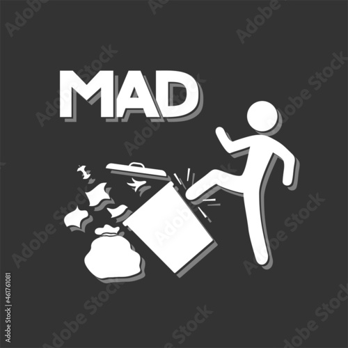 Crazy man kicking trash