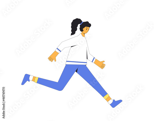 Runner. Joggers. Teenager girl walking in spors clothes.