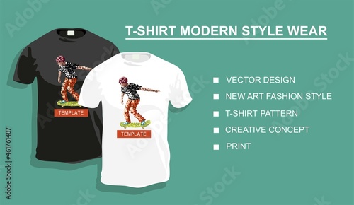 Original collection, typography, vector design, new art fashion style print abstract skateboarder, creative concept, t-shirt pattern. Your photo.