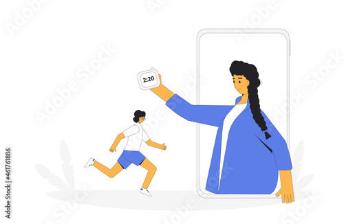 Online running with coach. Runner.