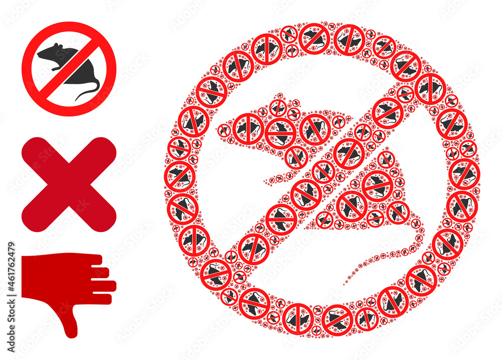 Obraz premium Itself recursive collage stop rat. Vector stop rat collage is formed from random itself stop rat elements. Abstract design.