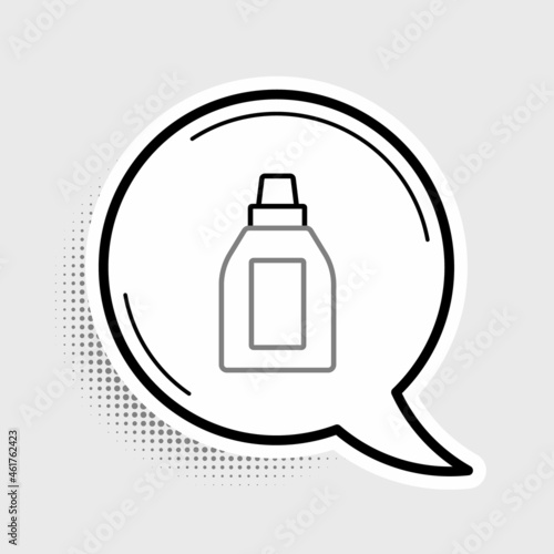 Line Plastic bottle for laundry detergent, bleach, dishwashing liquid or another cleaning agent icon isolated on grey background. Colorful outline concept. Vector