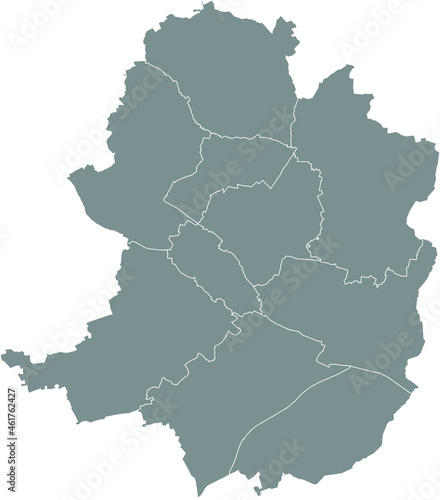 Simple blank gray vector map with white borders of urban city districts of Bielefeld  Germany