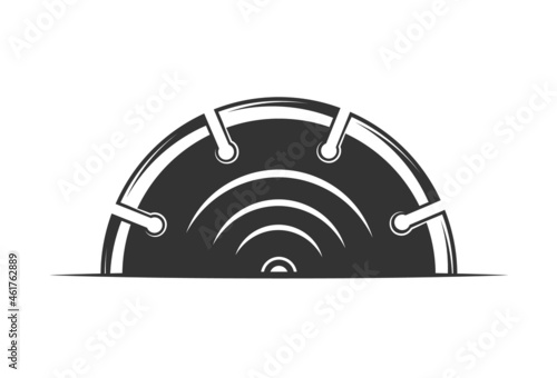 Circular saw close up isolated on white background. Vector illustration