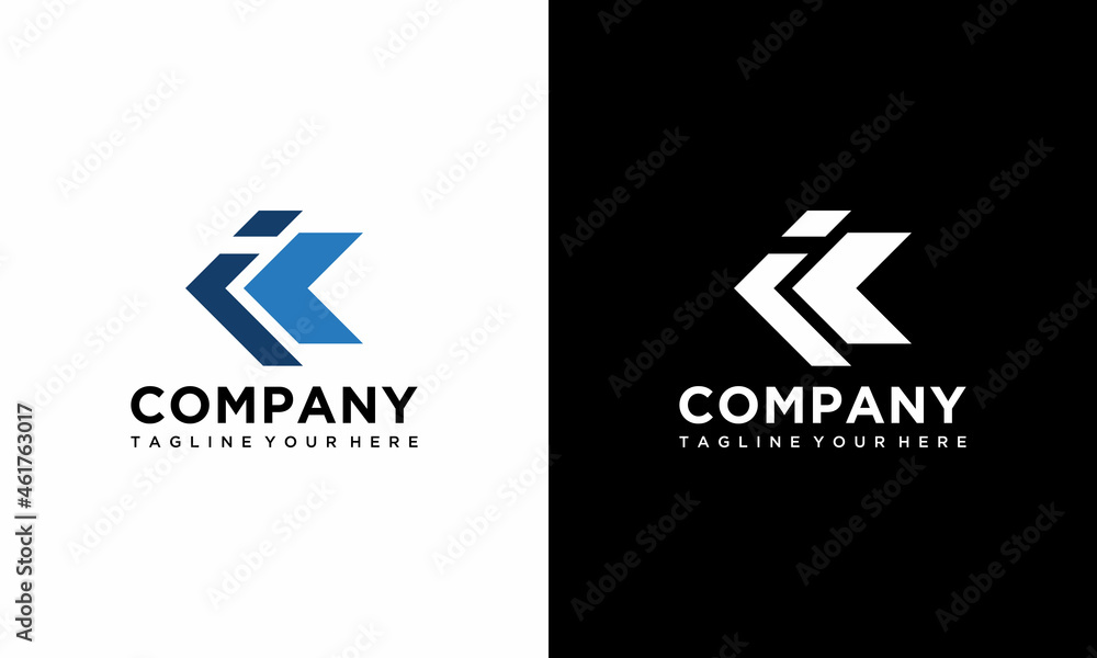 letter ik and ki logo design vector template. on a black and white background. - obrazy, fototapety, plakaty 