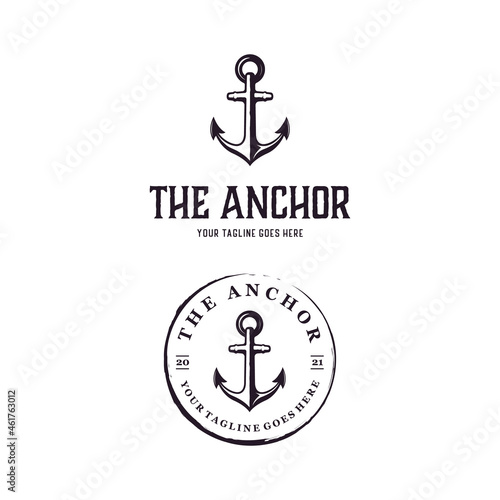 Anchor Vintage Retro Rustic Stamp logo design template