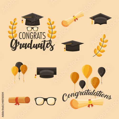 eleven congrats graduates icons