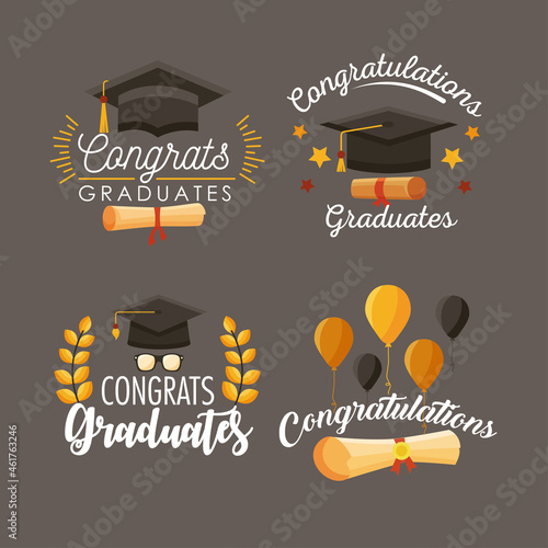 four congrats graduates icons