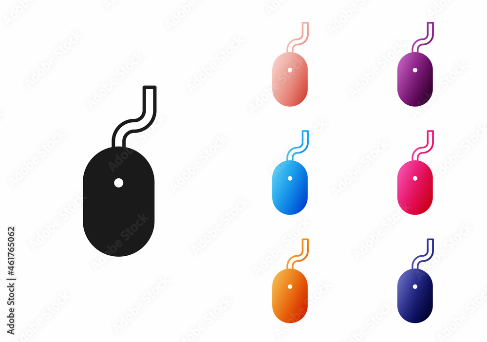 Black Computer mouse icon isolated on white background. Optical with wheel symbol. Set icons colorful. Vector Black Computer mouse icon isolated on white background. Optical with wheel symbol. Set icons colorful. Vector