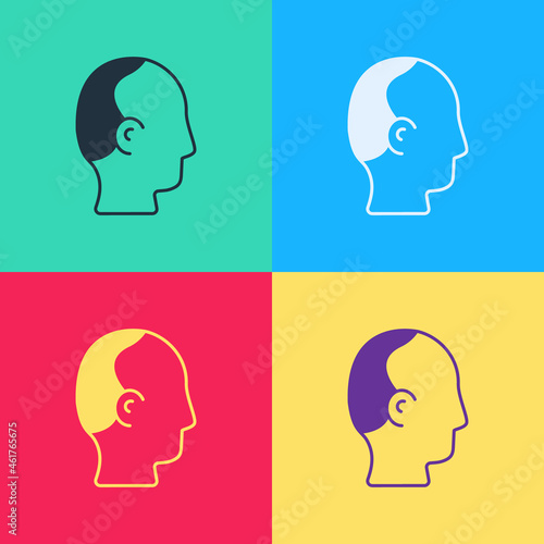 Pop art Baldness icon isolated on color background. Alopecia. Vector