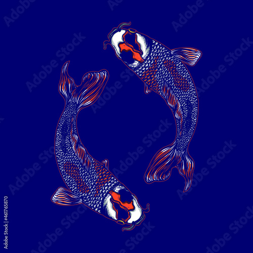 koi fish artwork illustraiton