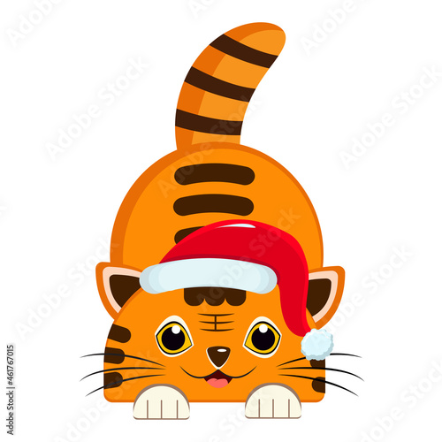 Canvas Print Cartoon christmas tiger - cat vector