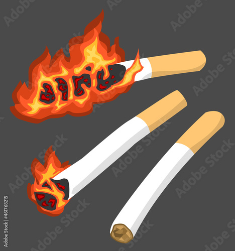 Cigarettes Burning Stages Cartoon