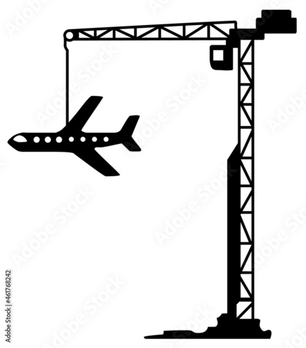 Crane Plane Silhouette