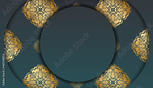 Green gradient banner with vintage gold ornament and place under your text