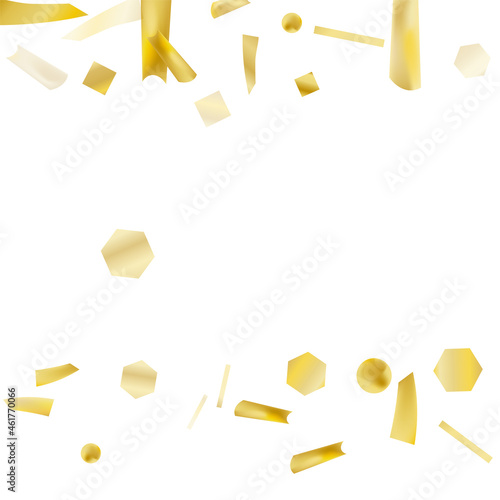Gold confetti. Vivid blur effect. Festive foil. Great design for any purpose. Holiday, birthday. Gold glitter. Light glare..