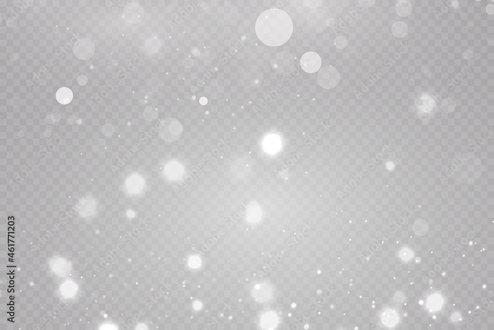 Glow effect. Vector illustration. Christmas dust flash. Snow is falling. Snowflakes. Glow effect. Vector illustration. Christmas dust flash. Snow is falling. Snowflakes.