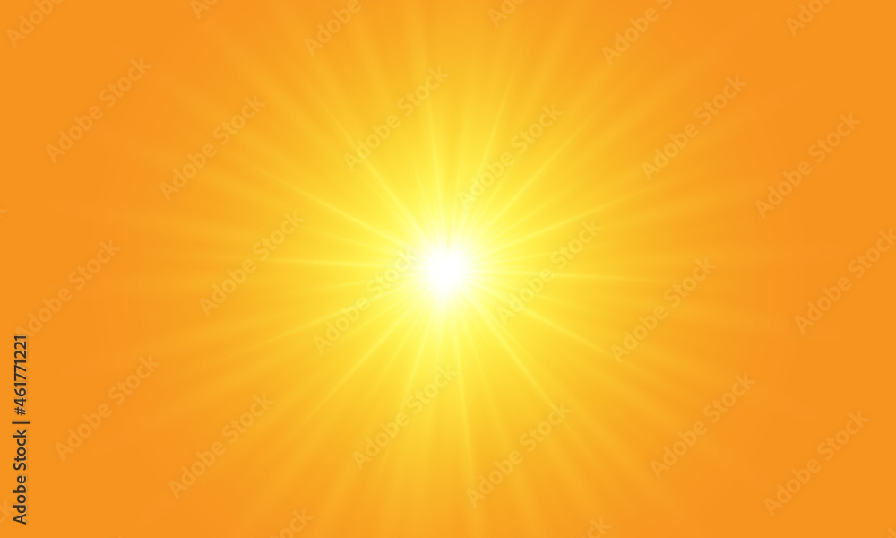 Warm sun on a yellow background. Leto.bliki solar rays.Оrange yellow background. Warm sun on a yellow background. Leto.bliki solar rays.Оrange yellow background.