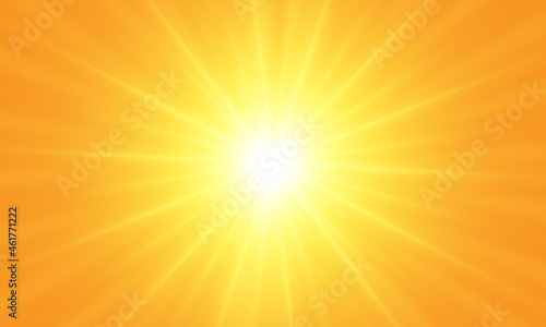 Warm sun on a yellow background. Leto.bliki solar rays.Оrange yellow background.