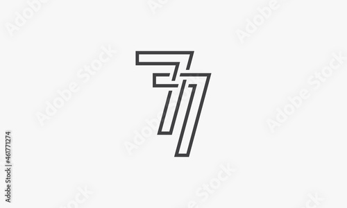 line number 7 or 77 logo isolated on white background.