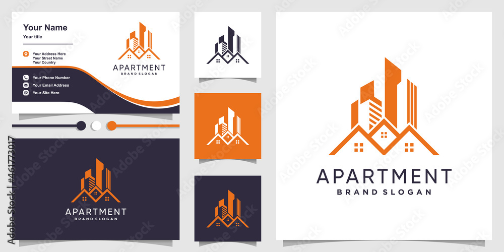Apartment logo concept with modern style Premium Vector