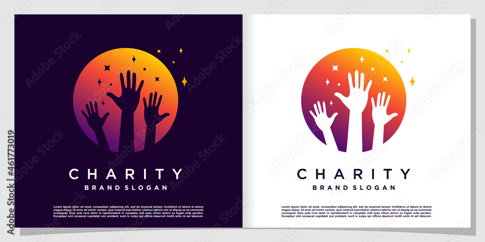 Naklejka premium Charity logo with circle and star concept Premium Vector
