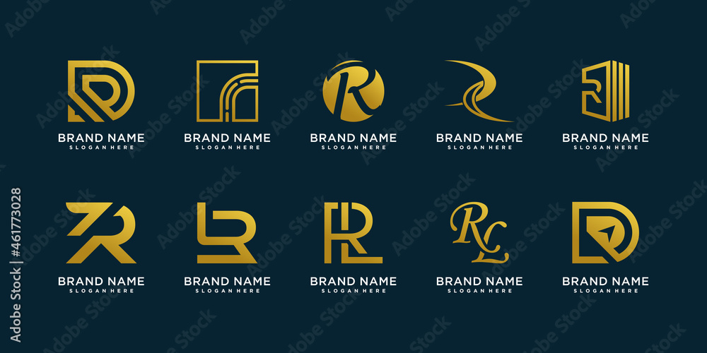 Fototapeta premium R logo collection with creative element style Premium Vector