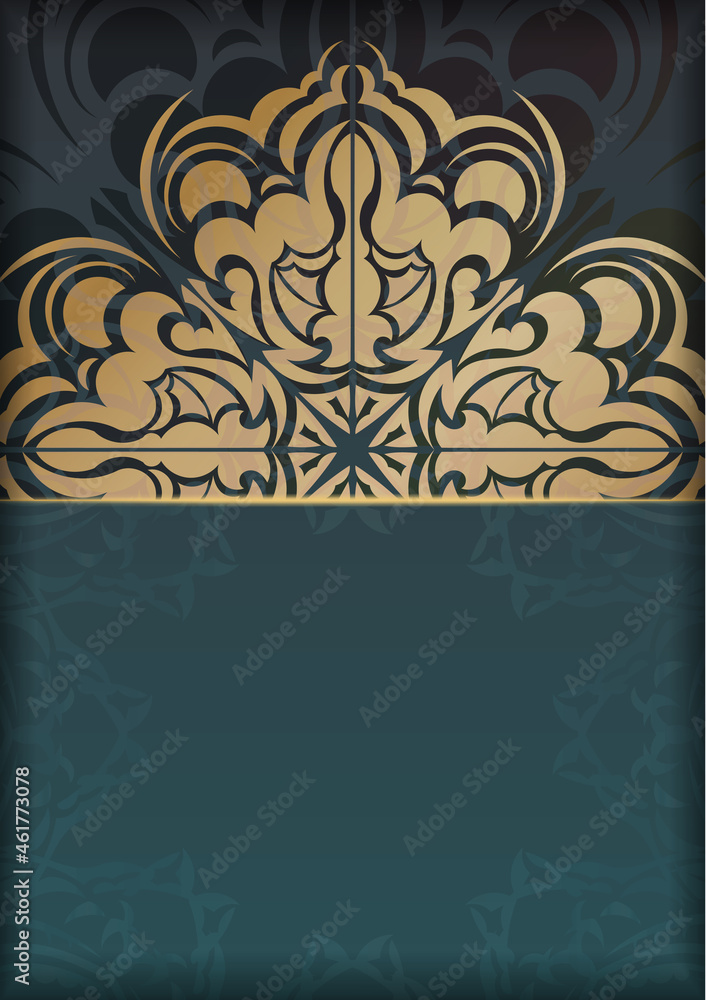 Gradient green color brochure with vintage gold pattern for your congratulations.