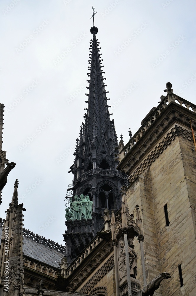 Paris, France - famous Notre Dame cathedral facade saint statues. UNESCO World Heritage Site Paris, France - famous Notre Dame cathedral facade saint statues. UNESCO World Heritage Site