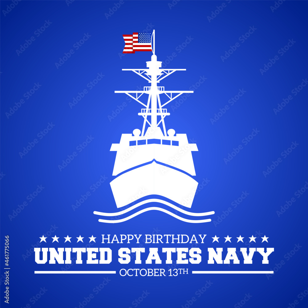 Happy Birthday United States Navy theme symbol icon. Vector