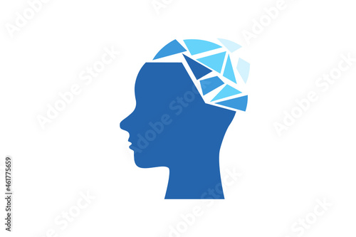 Memory loss illustration. Broken parts of the human figure. Vector.