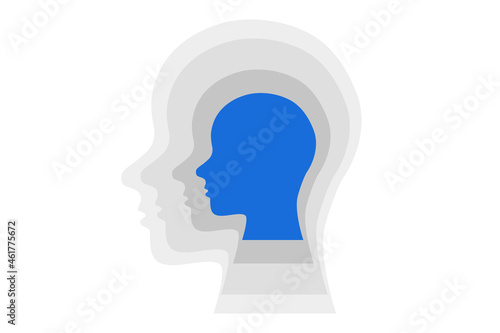 Alzheimer's disease (AD) illustration. Stages of the disease. Neurodegenerative disease that usually starts slowly and progressively worsens.