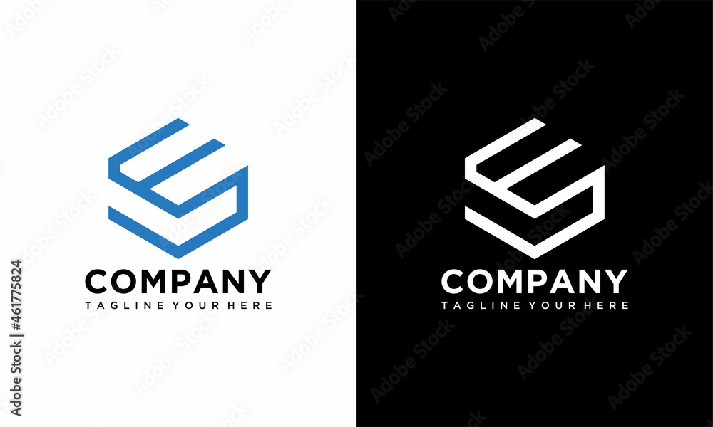ES initial letter Logo Inspiration, E and S combination logo vector with hexagonal idea on a black and white background. ES initial letter Logo Inspiration, E and S combination logo vector with hexagonal idea on a black and white background.